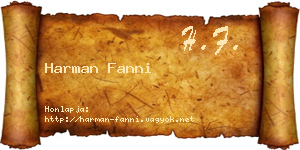 Harman Fanni névjegykártya